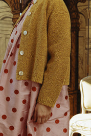 Sheba Cardigan Textured Merino - Mustard Speckle