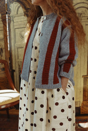 Sheba Striped Cardigan Sweater - Powder/Cinnamon