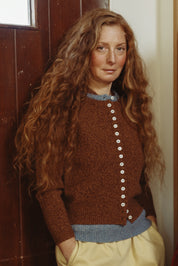 Clio Cashmere Cardigan - Oak/Sky