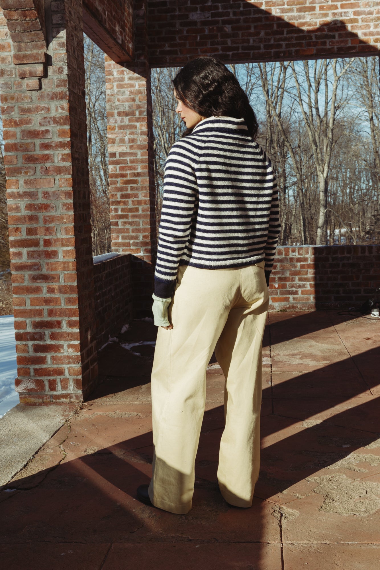 Sutton Cardigan - Ivory/Navy