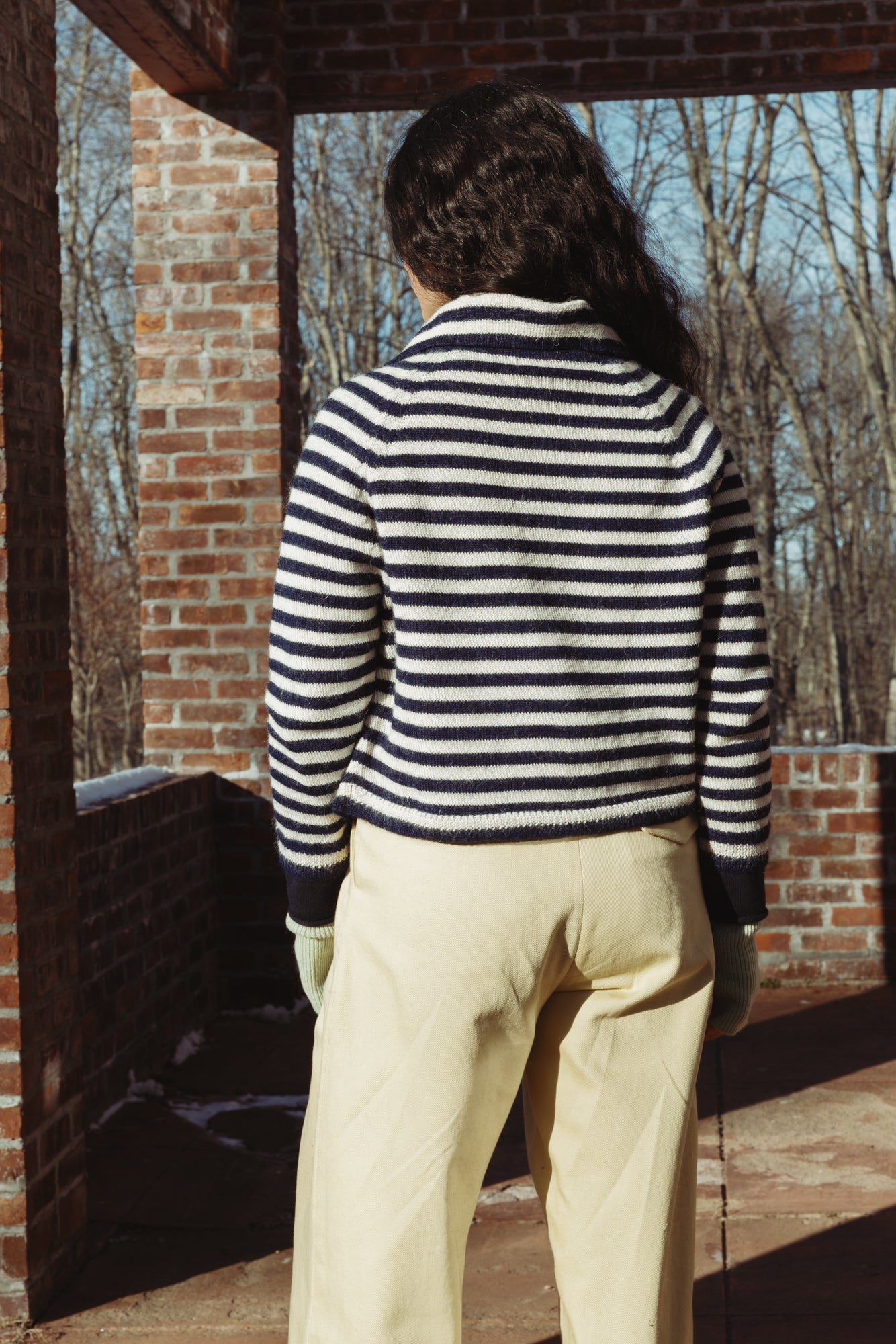 Sutton Cardigan - Ivory/Navy