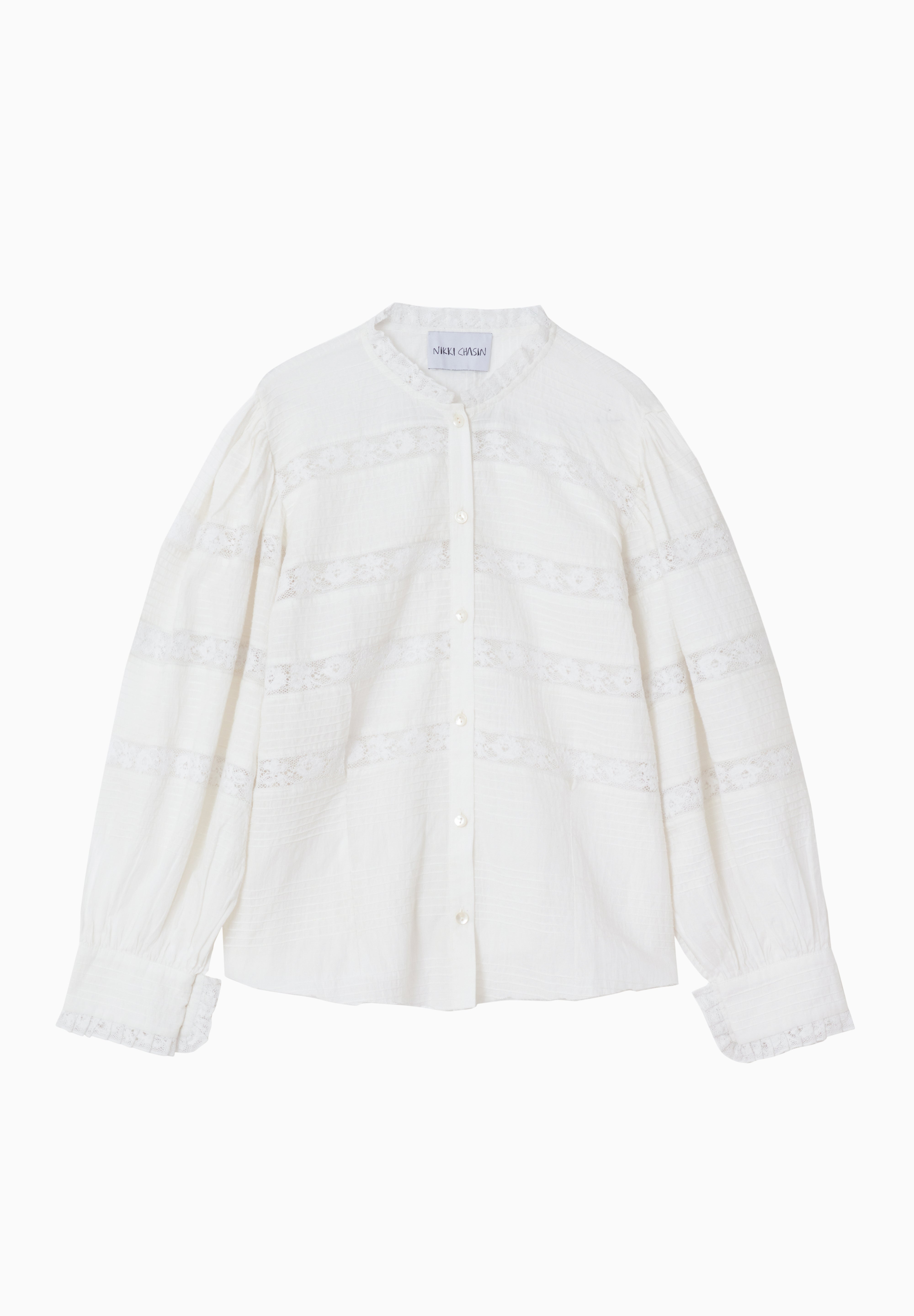 Alice Lace Stripe Top - White