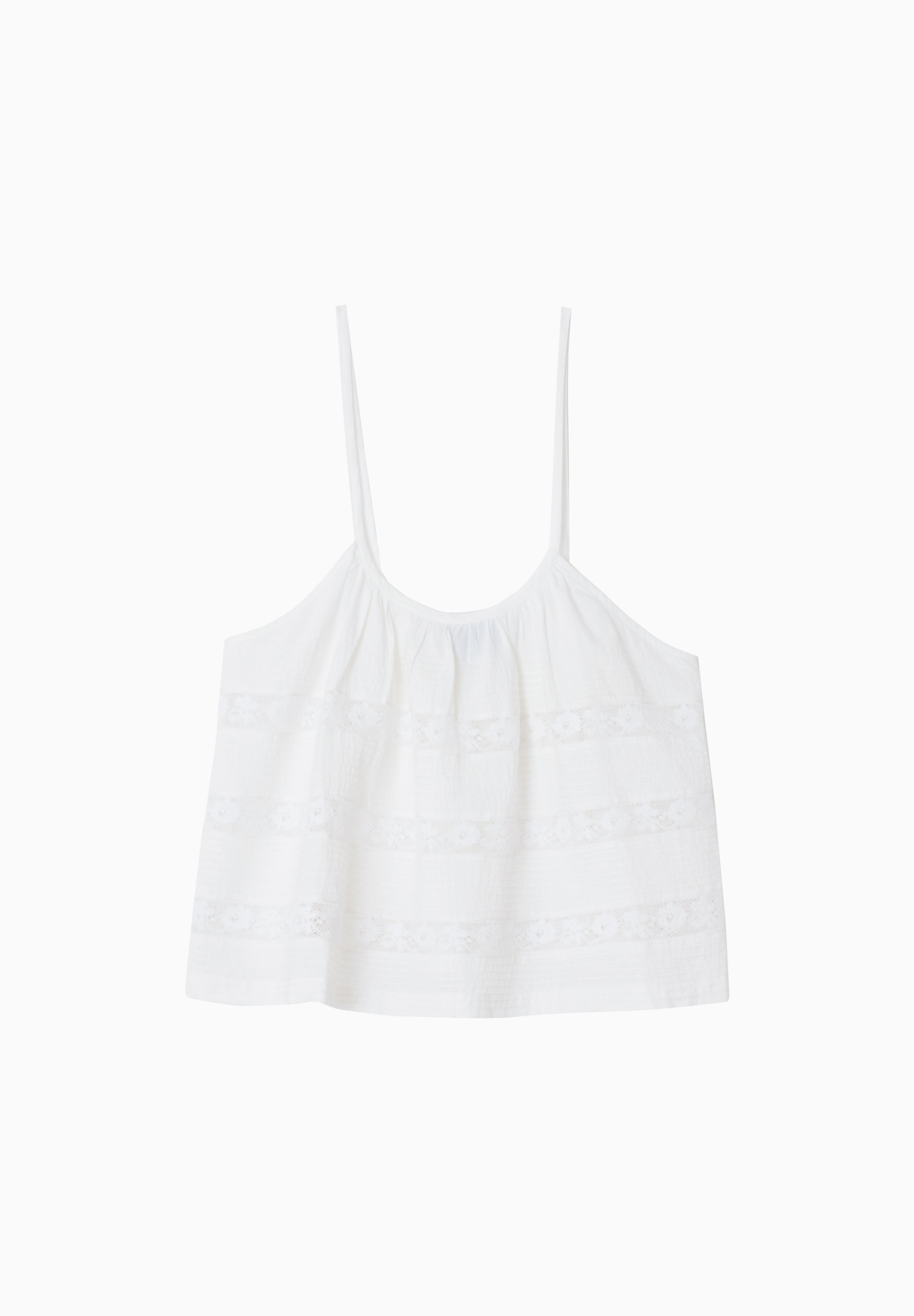 Aurora Lace Stripe Tank Top - White
