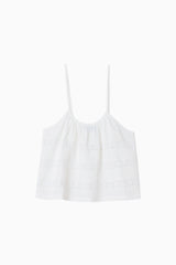 Aurora Lace Stripe Tank Top - White