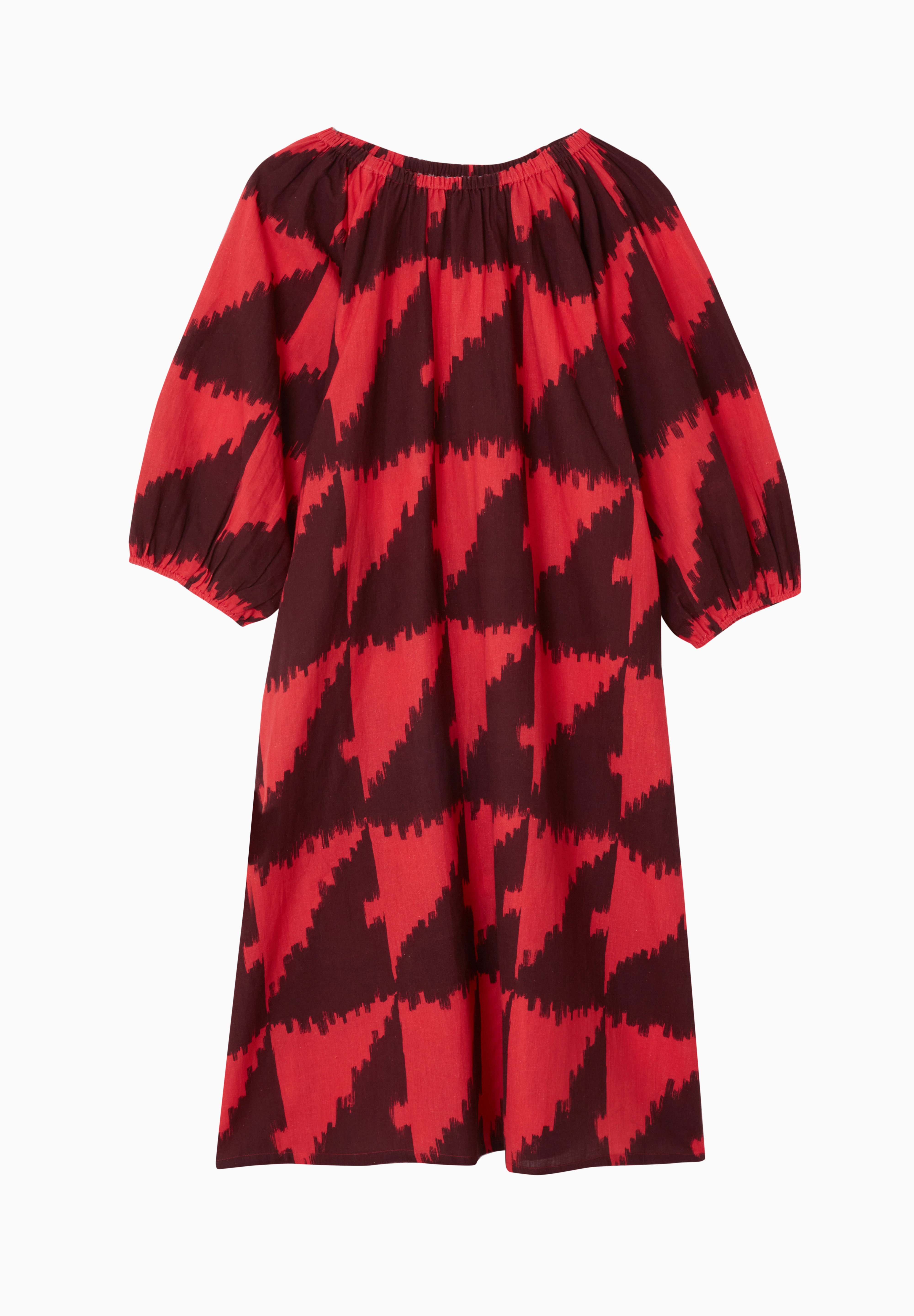 Ballad Dress Cotton/Linen - Houndstooth Red Multi