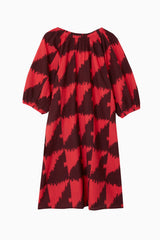 Ballad Dress Cotton/Linen - Houndstooth Red Multi