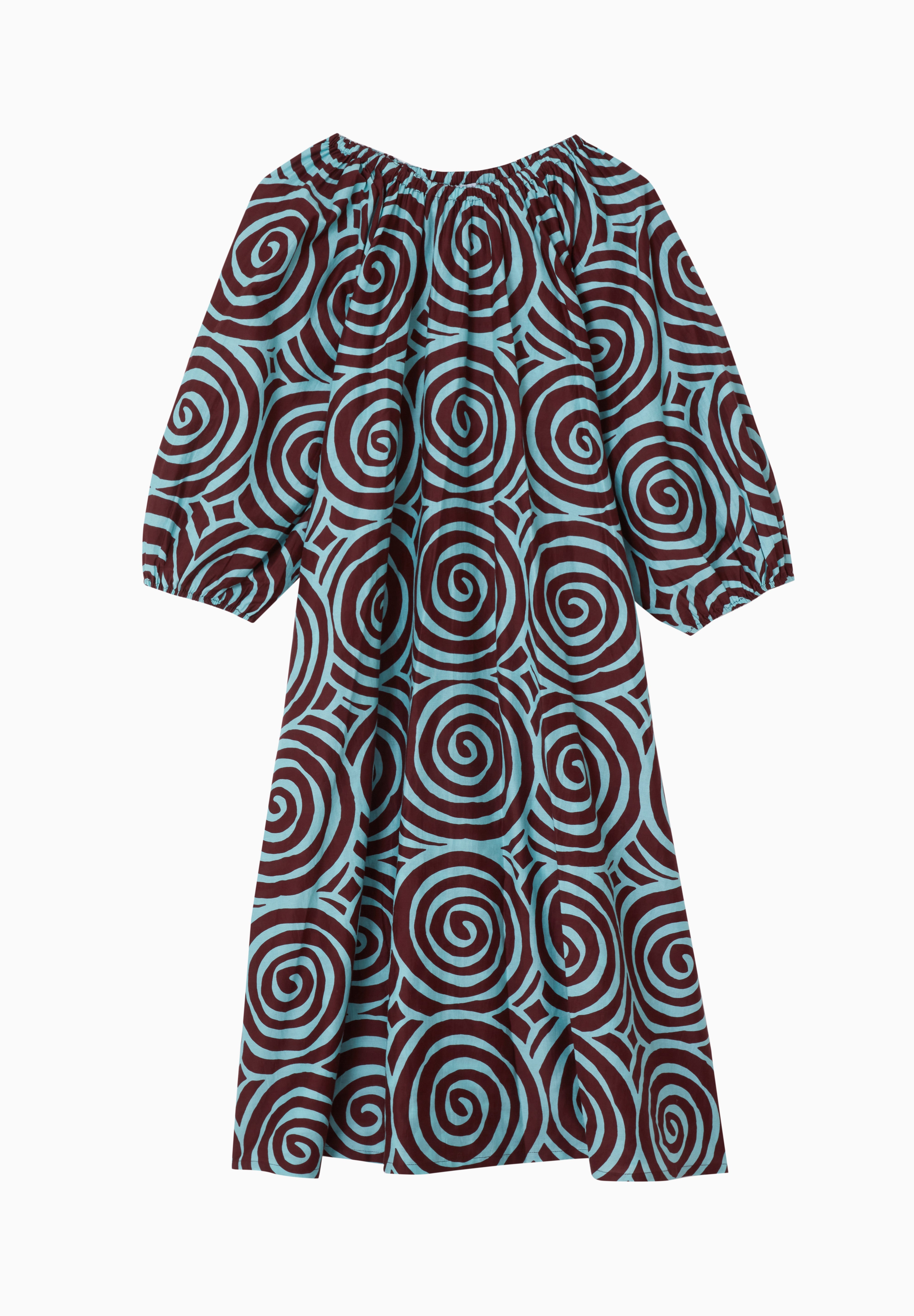 Ballad Dress Cotton/Silk - Spiral Sky/Burgundy