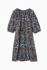 Ballad Dress Cotton/Silk - Spiral Sky/Burgundy