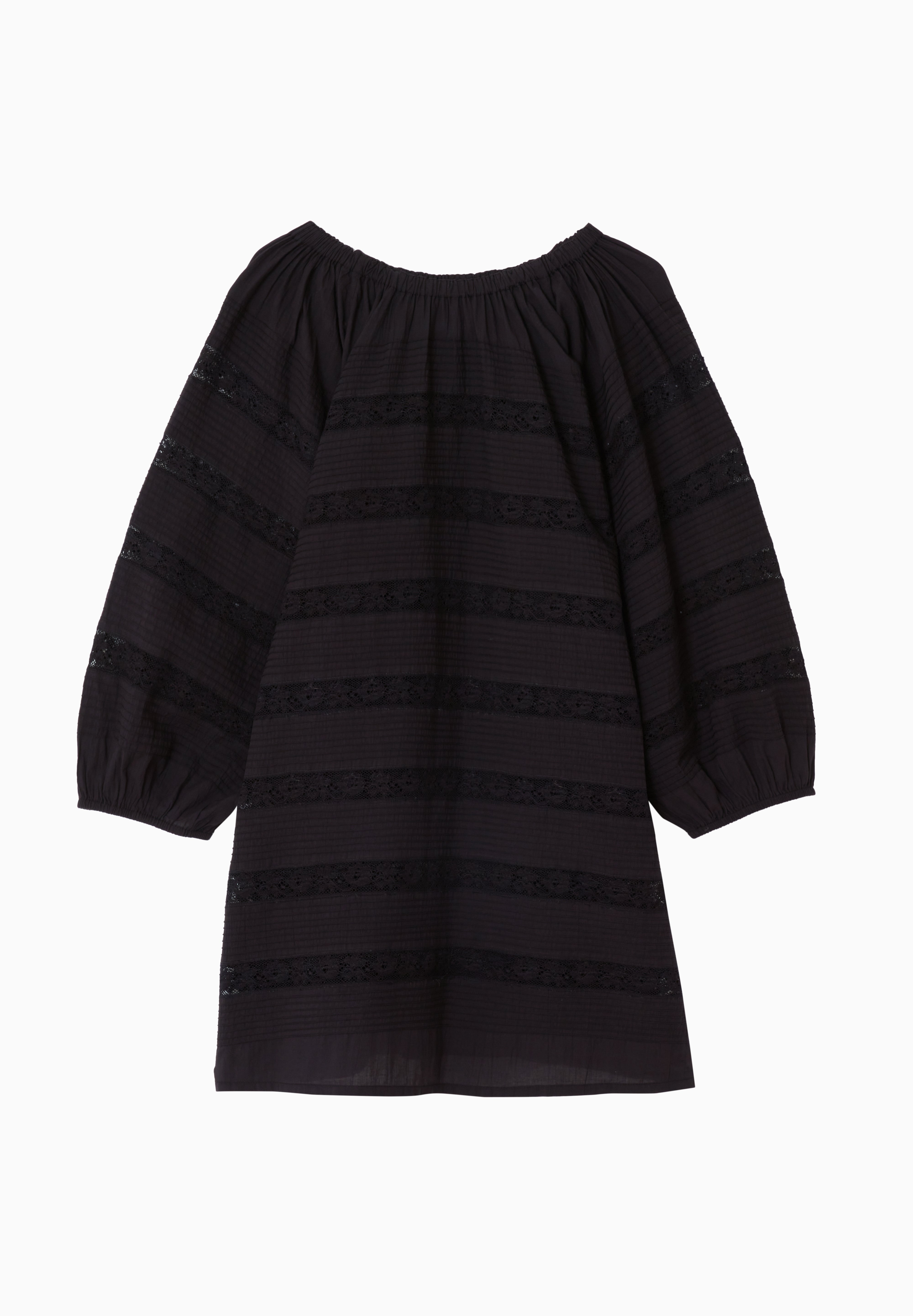 Bocce Lace Stripe Mini Dress - Black
