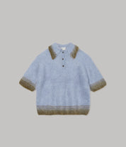 Compact Knit Polo - Baby Blue & Green