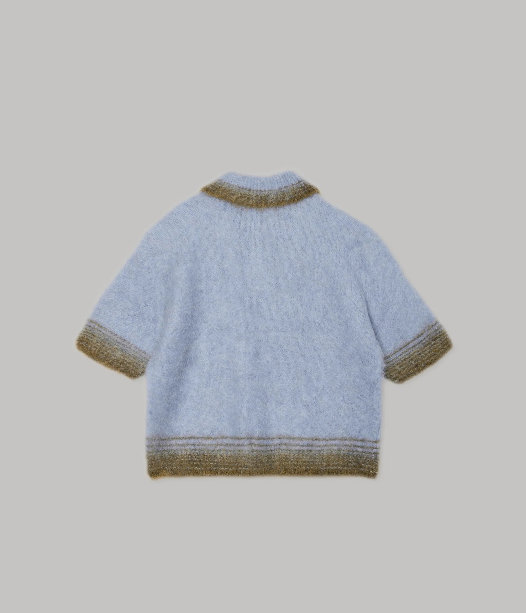 Compact Knit Polo - Baby Blue & Green