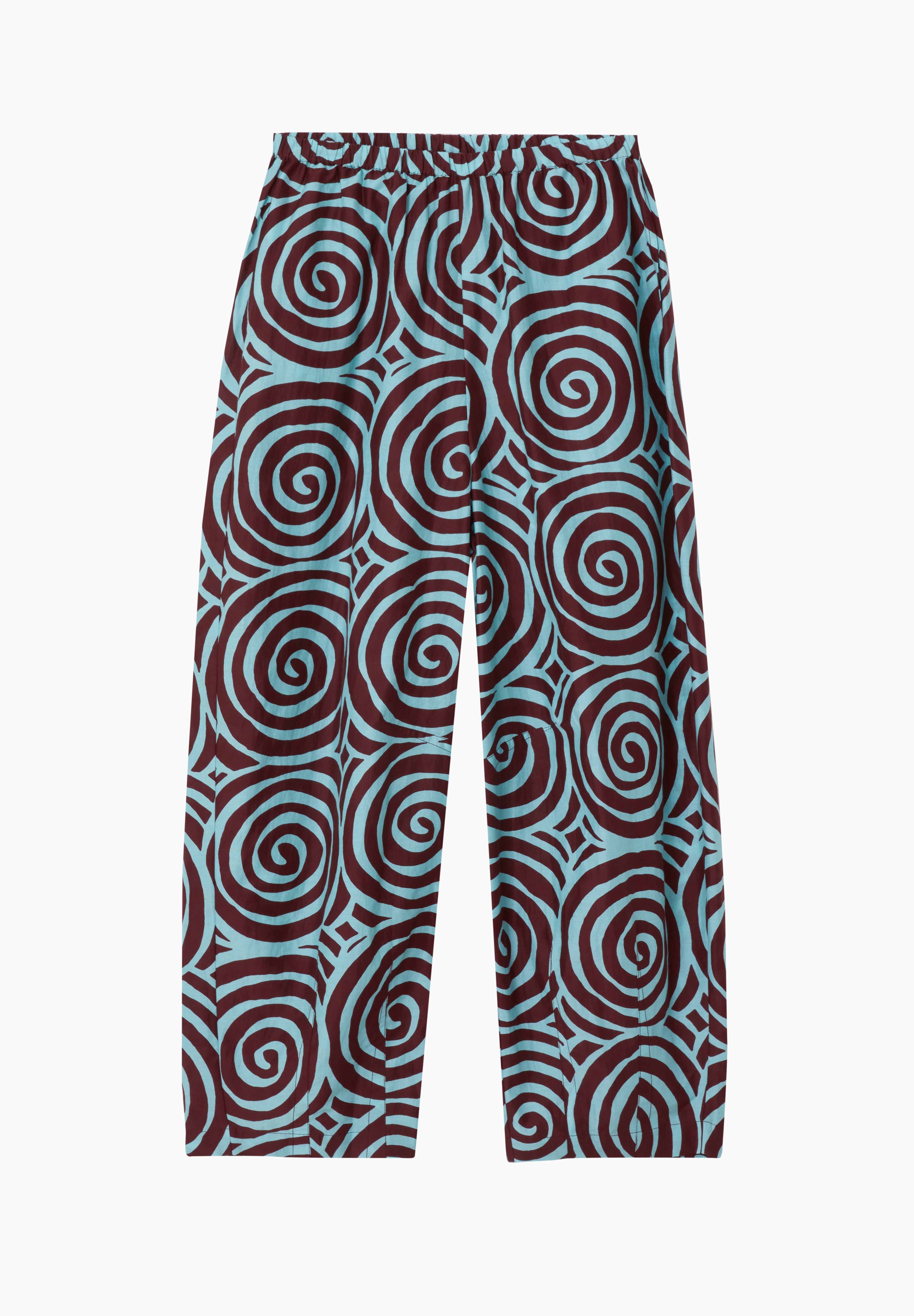 Contessa Pant Cotton/Silk - Spiral Sky/Burgundy