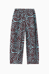 Contessa Pant Cotton/Silk - Spiral Sky/Burgundy