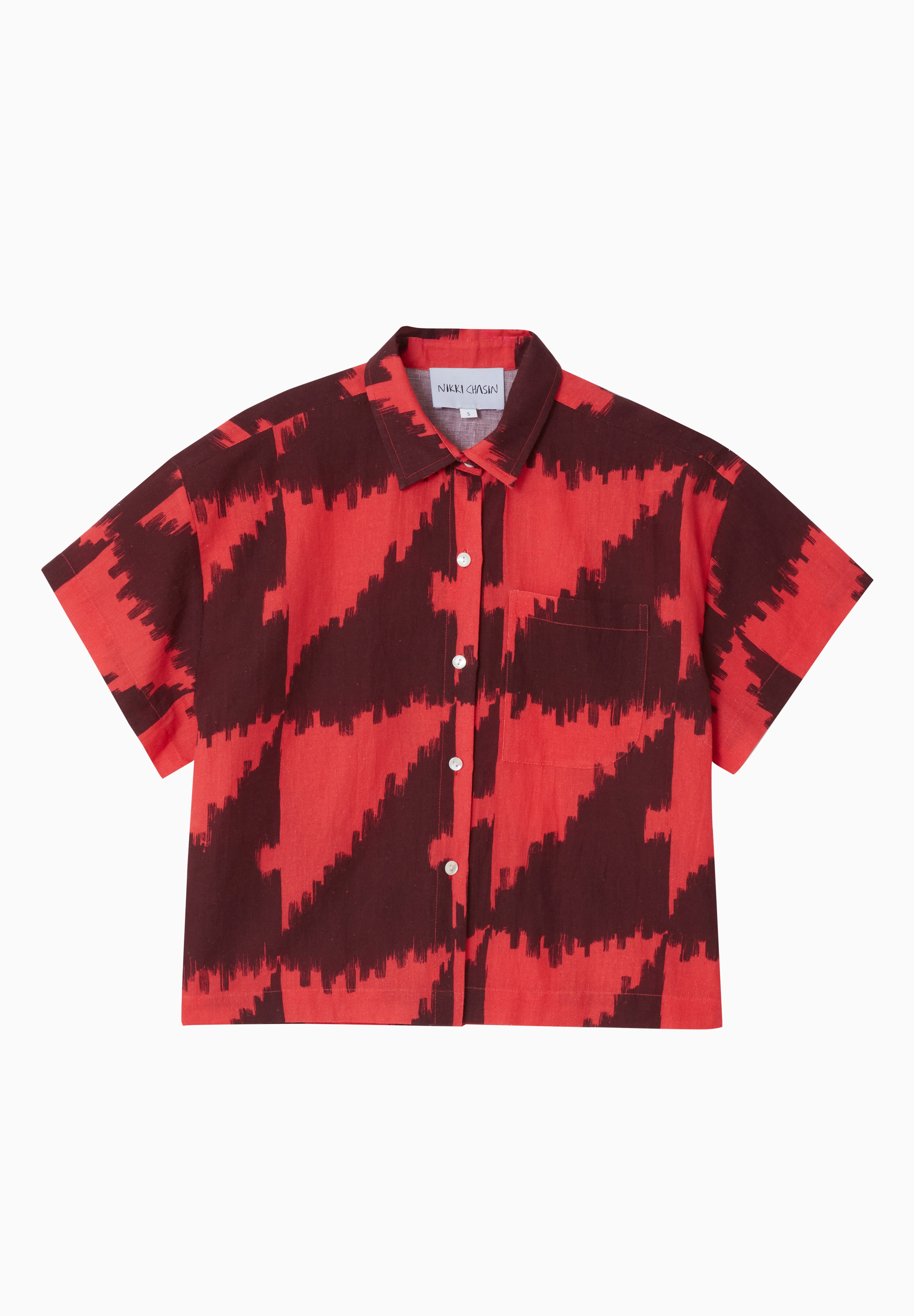 Corso Buttondown Cotton/Linen - Houndstooth Red Multi