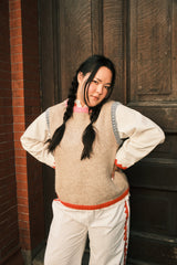 Sabine Alpaca Sweater Vest- Oatmeal Colorblock