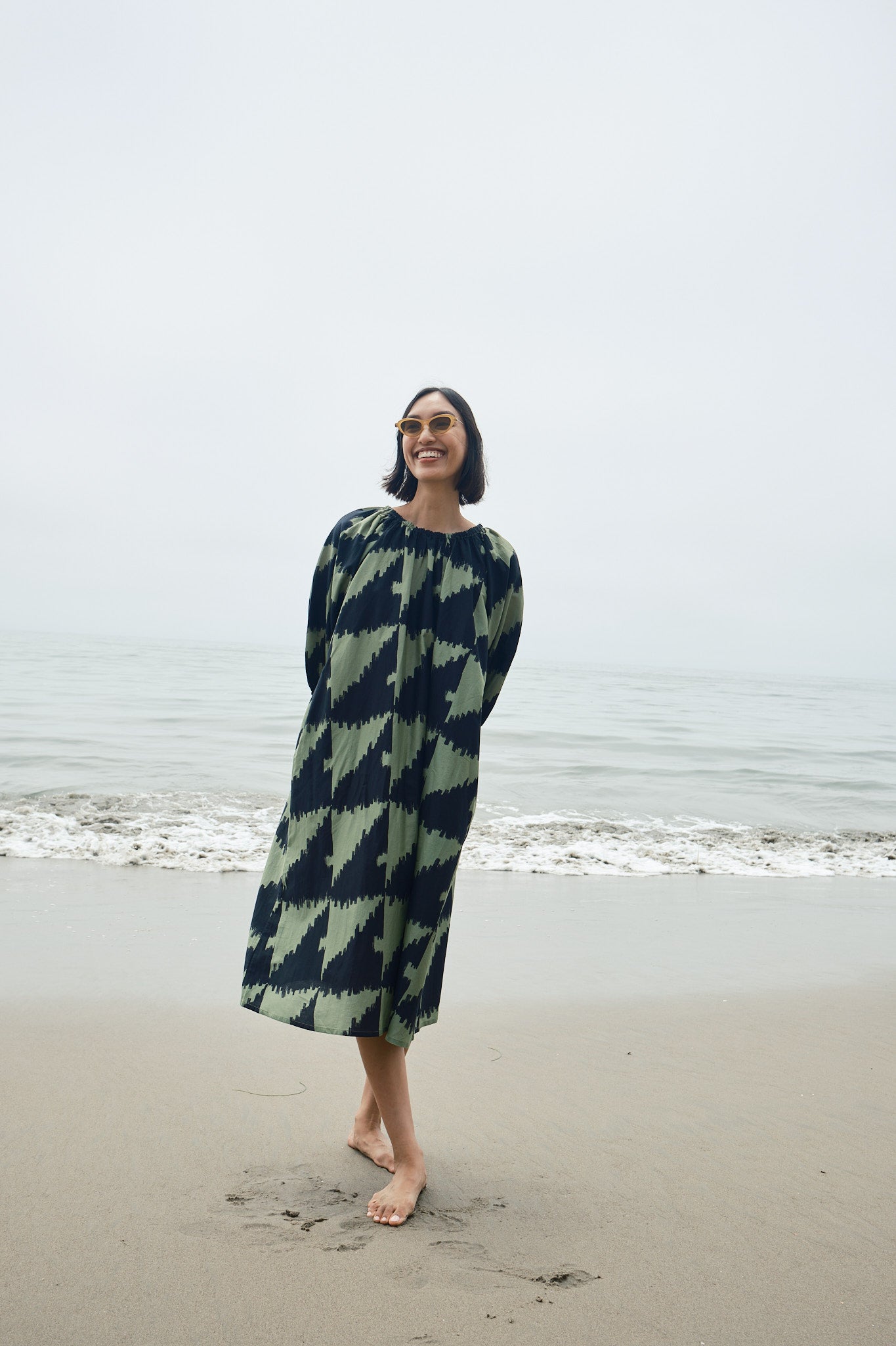 Ballad Dress - Houndstooth Green