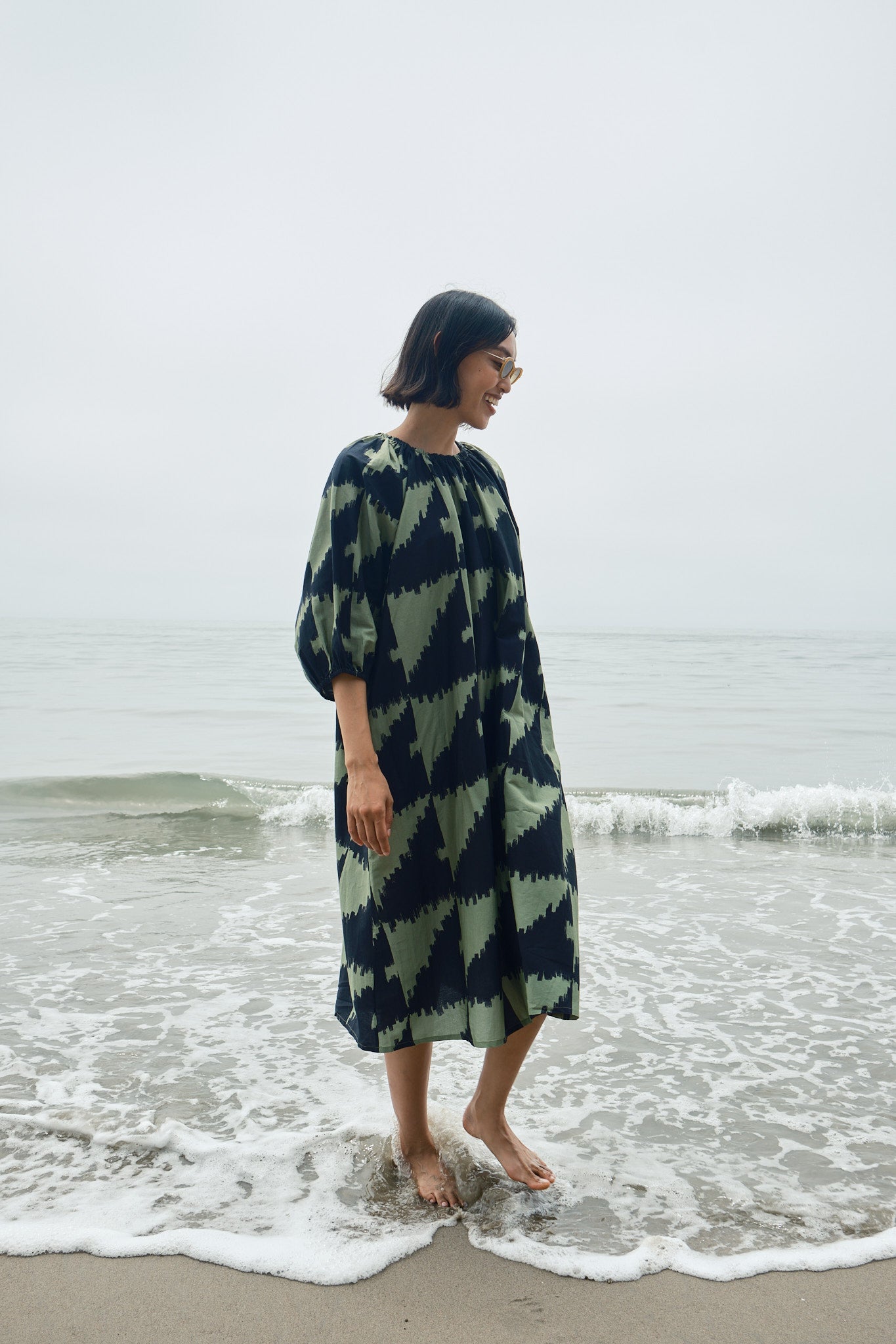 Ballad Dress - Houndstooth Green