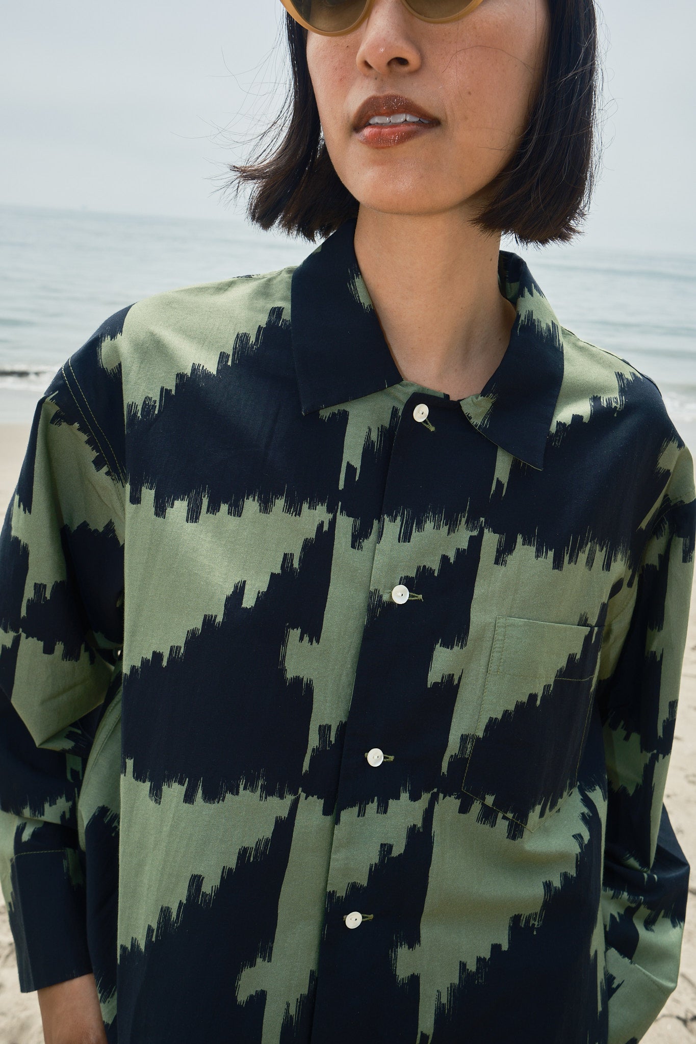 Homer Buttondown Cotton/Silk - Houndstooth Green