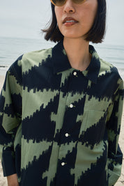 Homer Buttondown Cotton/Silk - Houndstooth Green