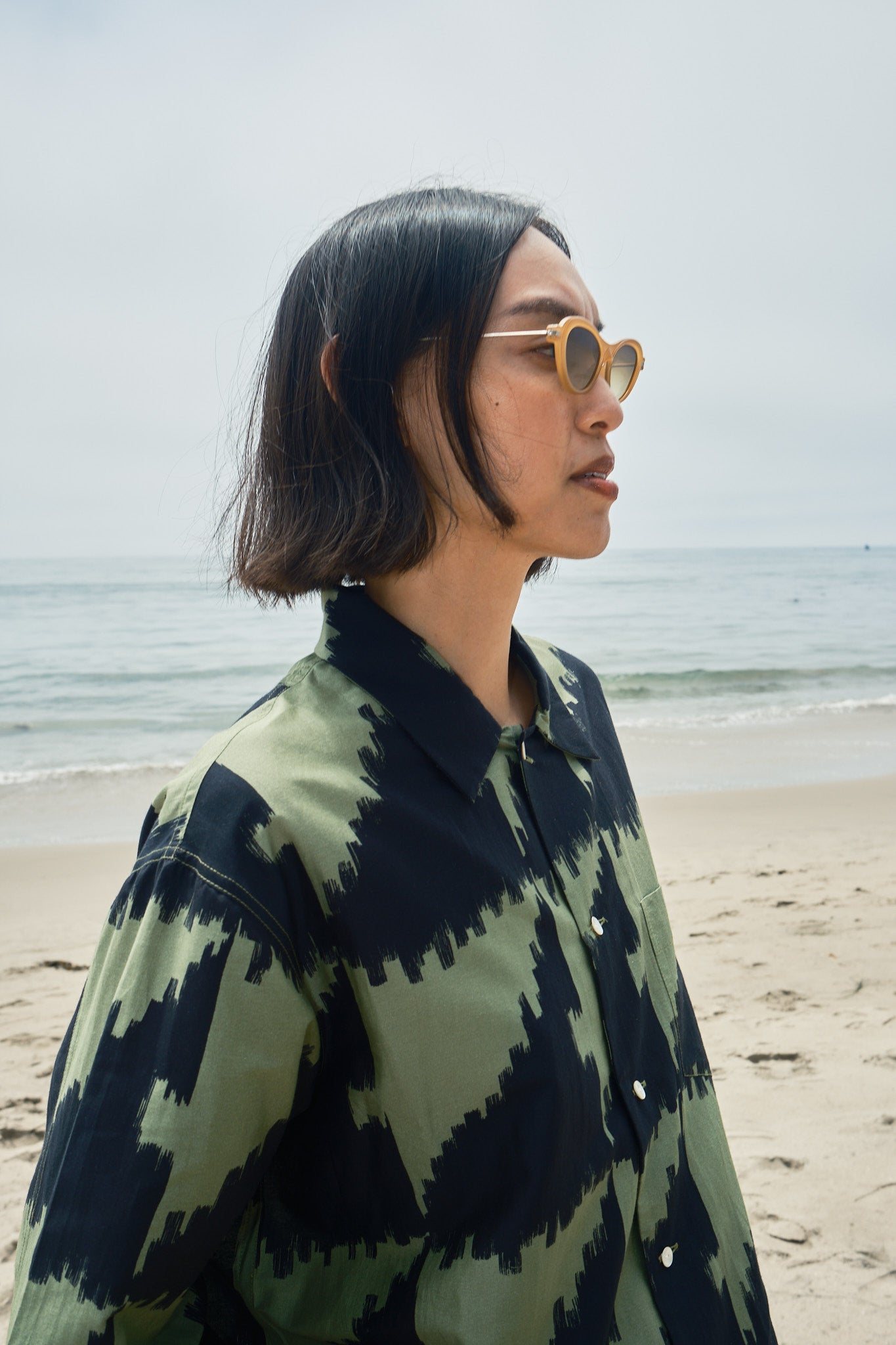 Homer Buttondown Cotton/Silk - Houndstooth Green