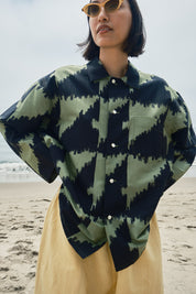 Homer Buttondown Cotton/Silk - Houndstooth Green