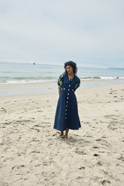 Sleeveless Baroness Cotton/Linen Dress - Midnight