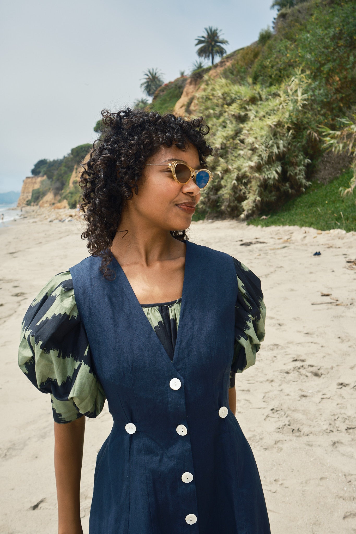 Sleeveless Baroness Cotton/Linen Dress - Midnight