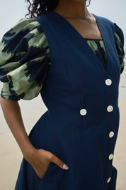 Sleeveless Baroness Cotton/Linen Dress - Midnight