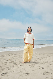 Sawyer Zig Zag Sweater Tee - Ivory/Poppy