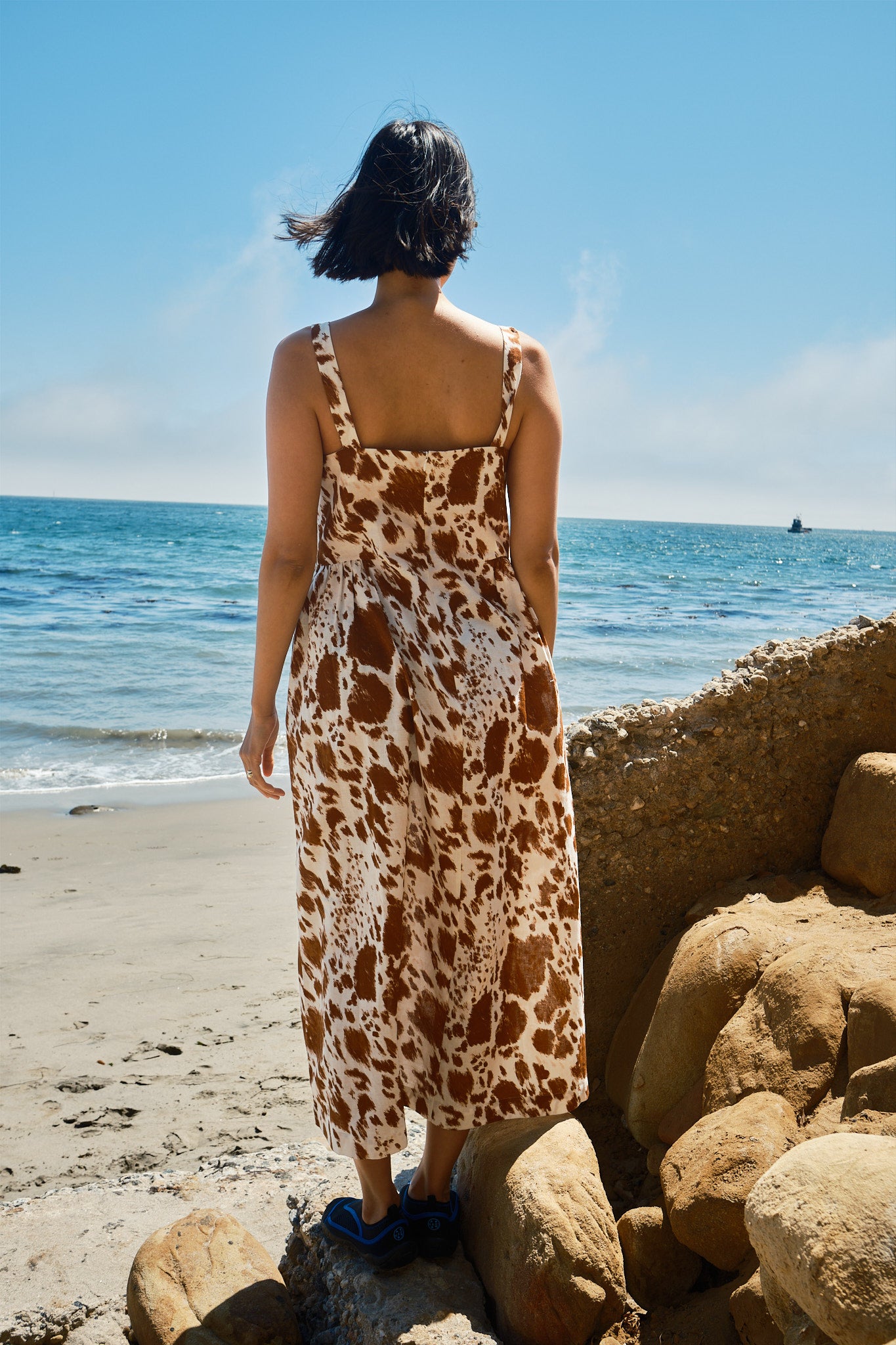 Menina Dress Cotton/Linen - Cow Print