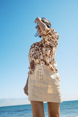 Lasso Lace Up Skirt- Cream Canvas