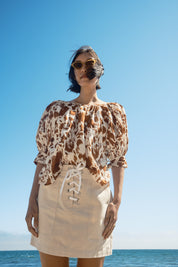 Juli Top Puff Sleeve Top -  Cow Print