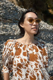 Juli Top Puff Sleeve Top -  Cow Print