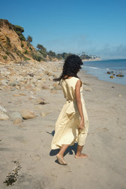Sleeveless Baroness Cotton/Linen Dress - Butter