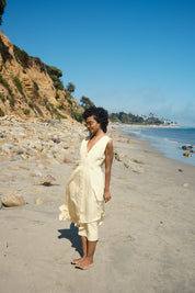 Sleeveless Baroness Cotton/Linen Dress - Butter