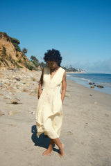Sleeveless Baroness Cotton/Linen Dress - Butter
