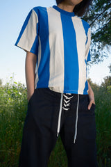 Salma Striped Short Sleeve T - White/Cobalt