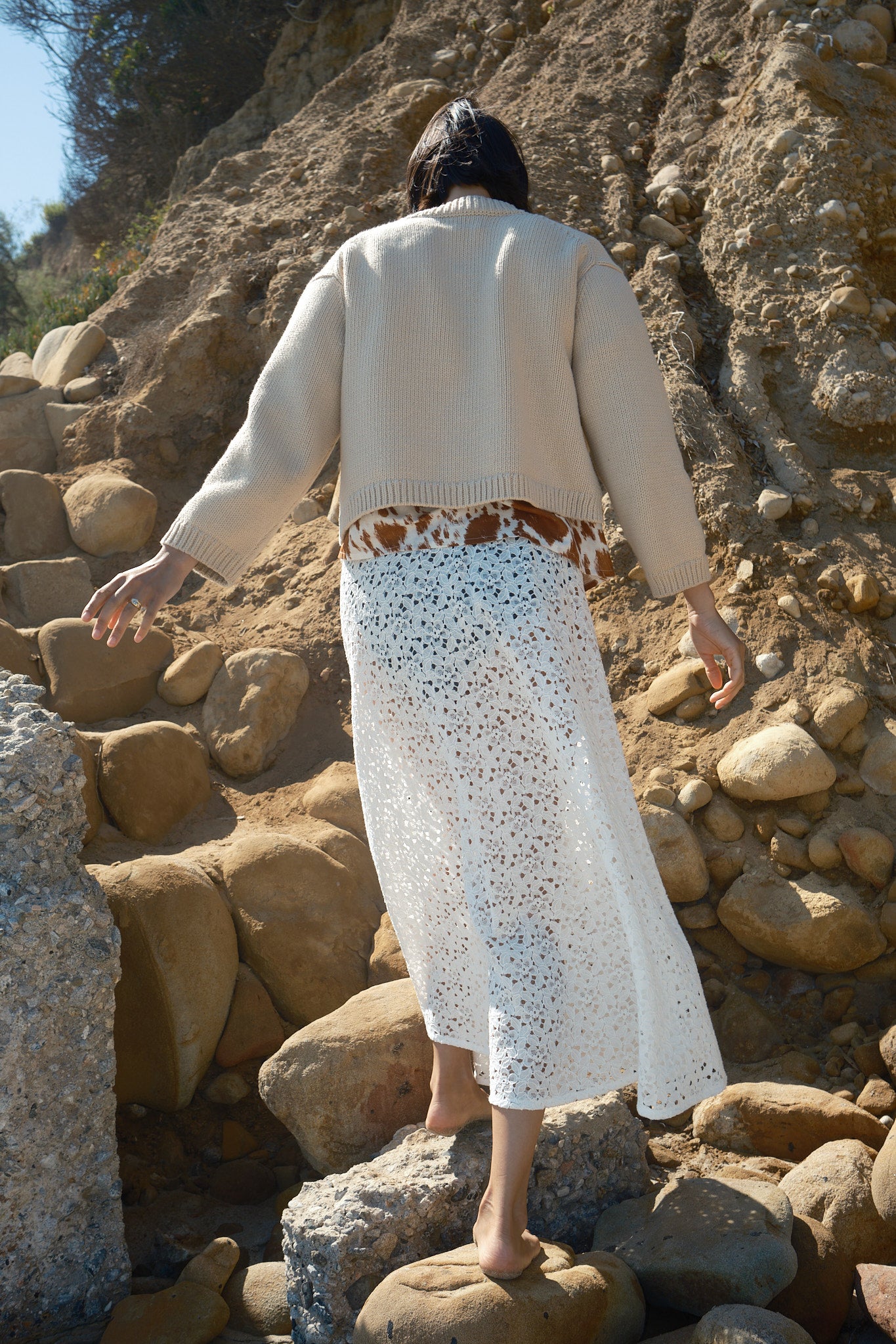 Mari Lace Skirt - White, view 5