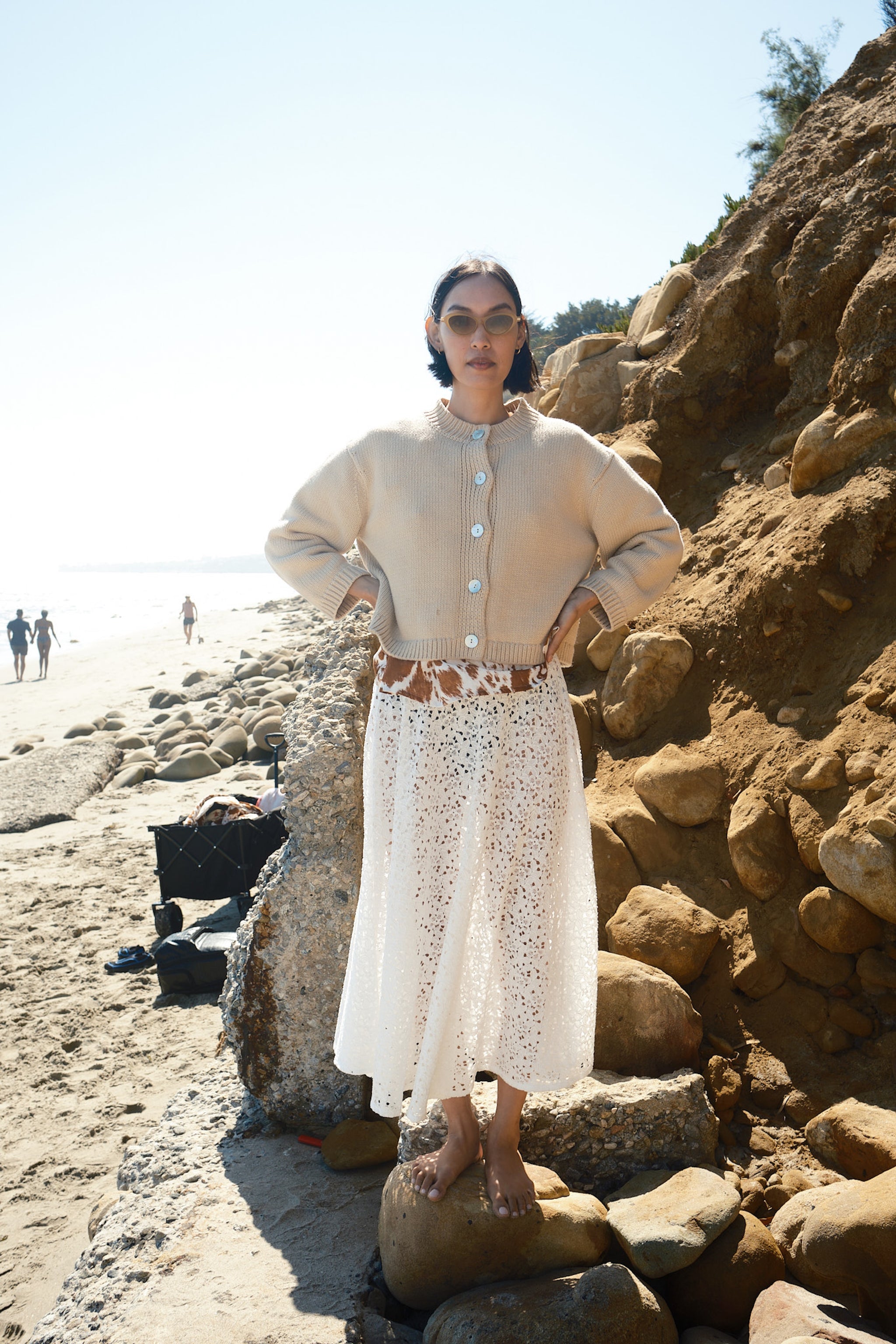 milk様お取り置き♡Drawer 16Gコットン天竺透かし編みニット Shiloh Cotton Cardigan - Oatmeal – Nikki Chasin