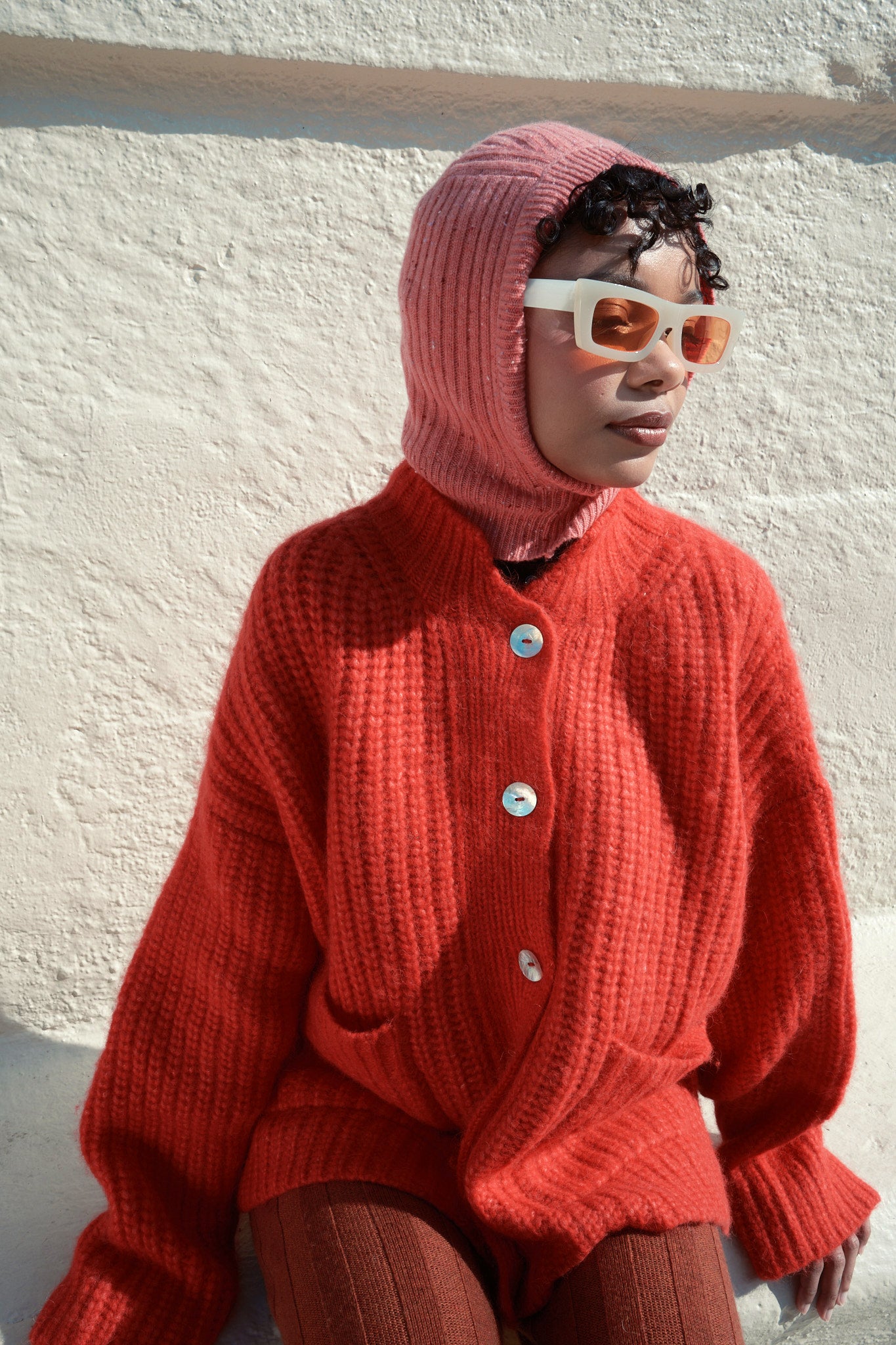 Sybil Ribbed Cardigan - Habanero
