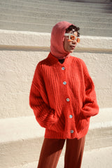 Sybil Ribbed Cardigan - Habanero