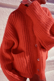 Sybil Ribbed Cardigan - Habanero