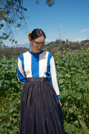 Copa Striped Long Sleeve T - White/Cobalt