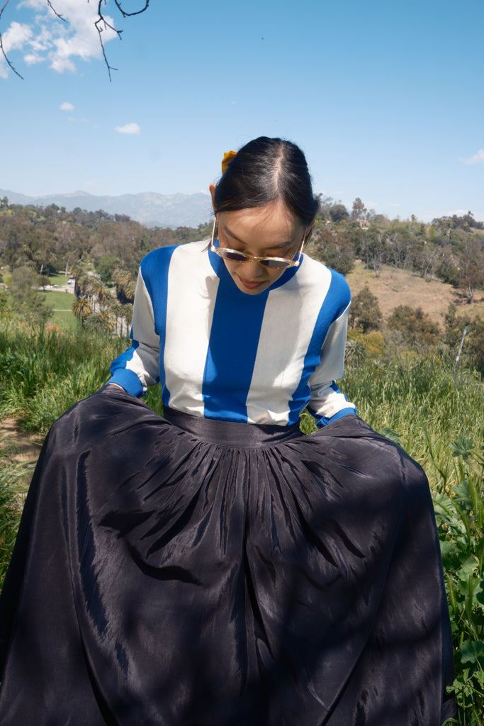 Puff Skirt, Black Moire