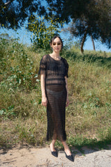 Selka Mesh Gather Dress - Black