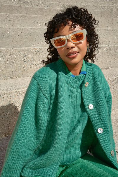 Handmade chunky knit cardigan | Sheba Cardigan Sweater- Habanero