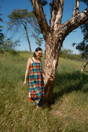 Menina Dress Cotton - Rainbow Grid