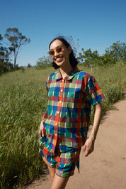 Camper Short - Rainbow Grid