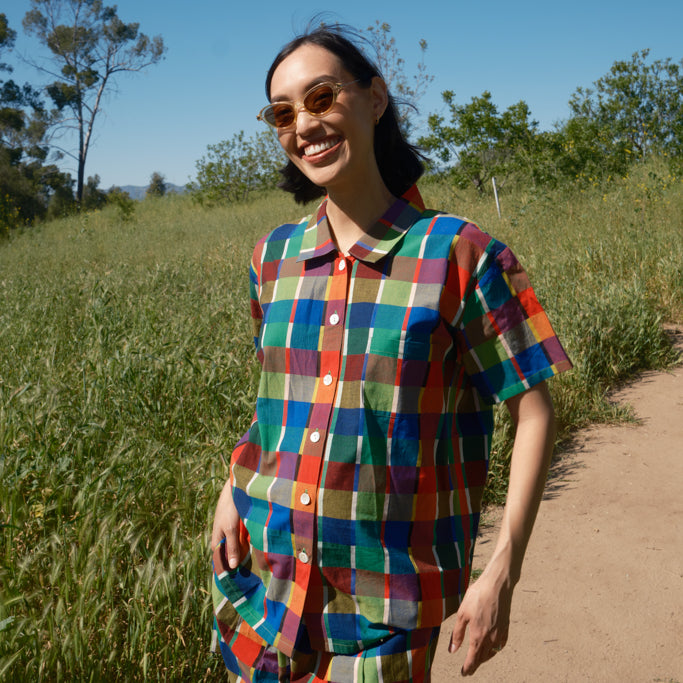 Camper Short - Rainbow Grid