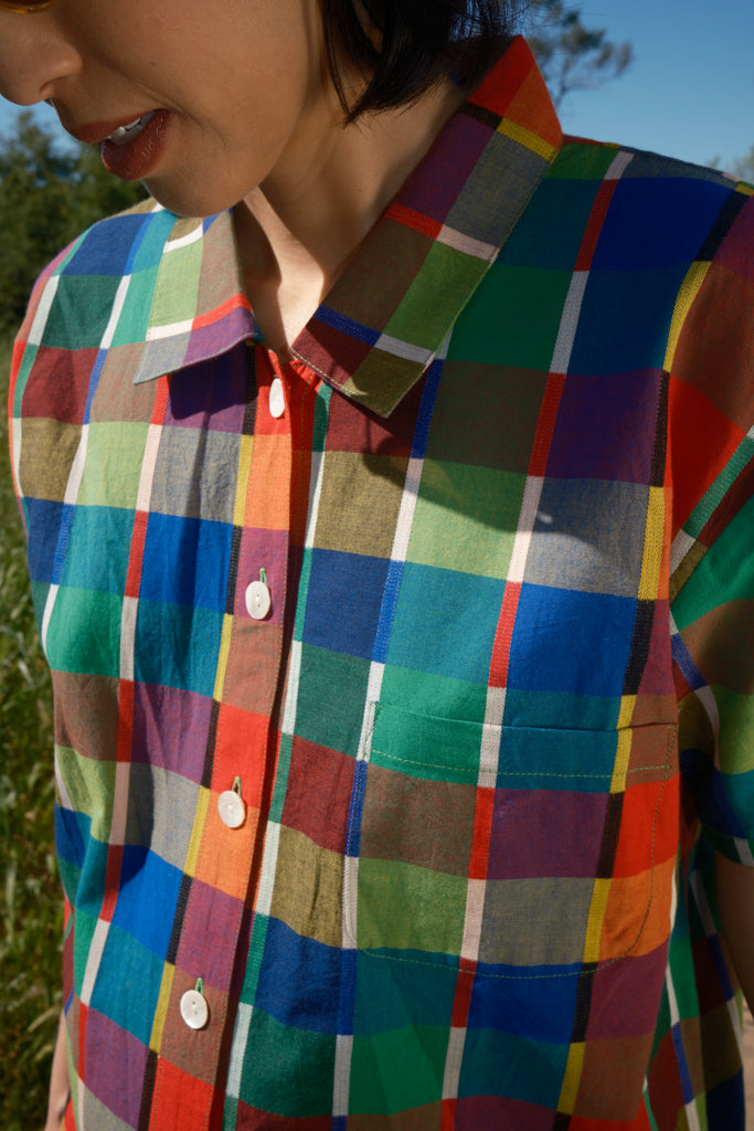 Dylan Shirt - Rainbow Grid Cotton